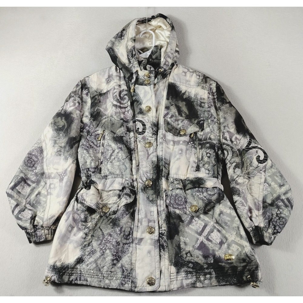 Vintage Mizuno Evanova Resort Sport Scene Coat Womens Medium Gray Hooded Ski